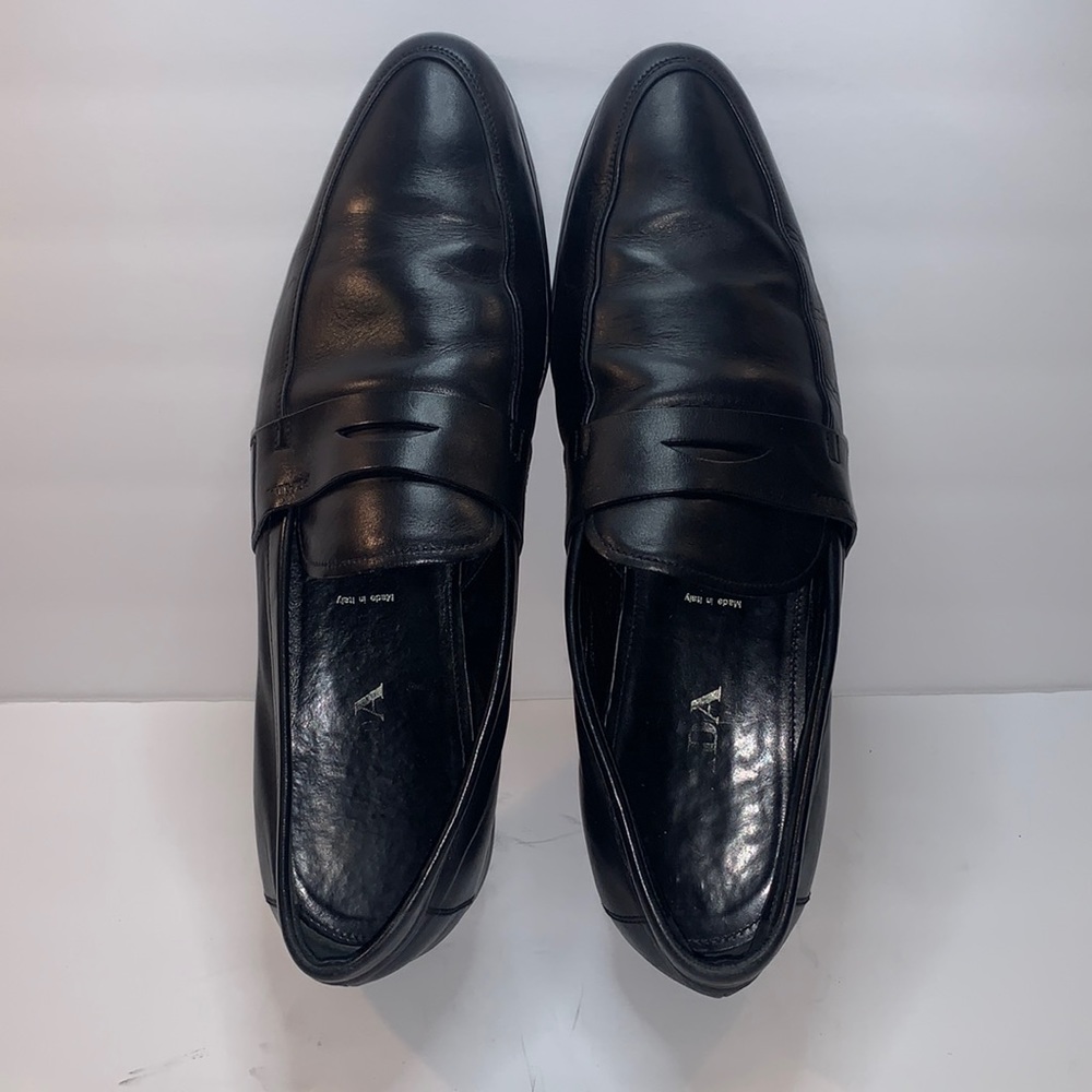 Prada black leather loafers